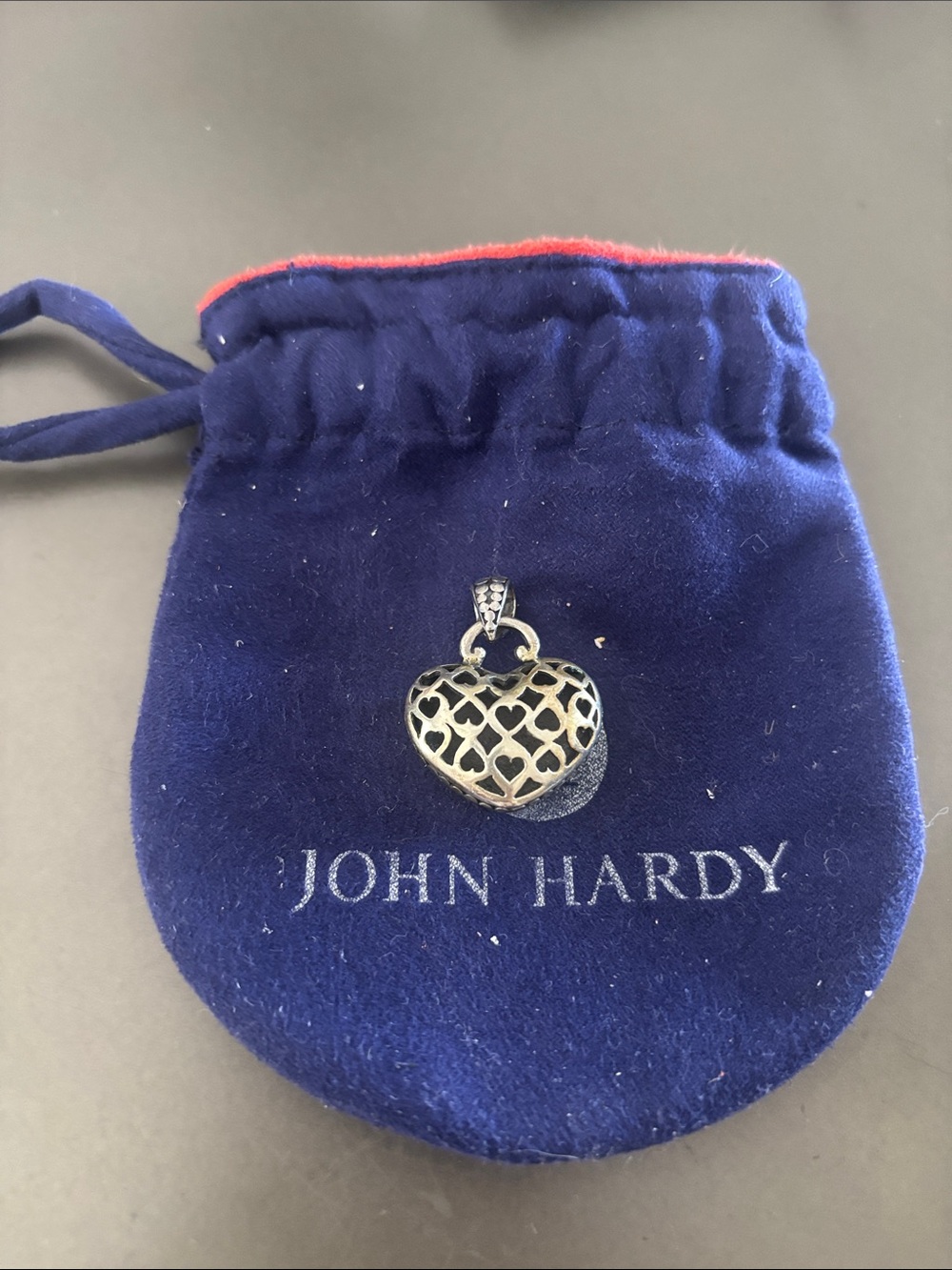John Hardy Sterling Silver Reversible Heart Pendant Dot Design